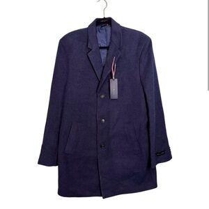 Tommy Hilfiger Overcoat Mens 40 Navy Blue Beckham 3 Button Business NWT